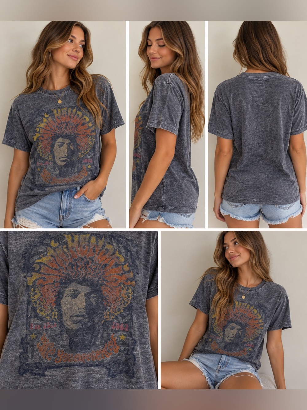 Lucky Brand Authentic Hendrix Jimi Hendrix Experience Graphic Tee Gray Size M